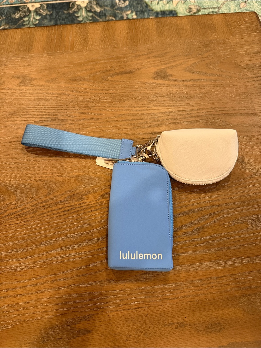 lululemon athletica Blue wallet Wristlet with Cream Coin Pouch